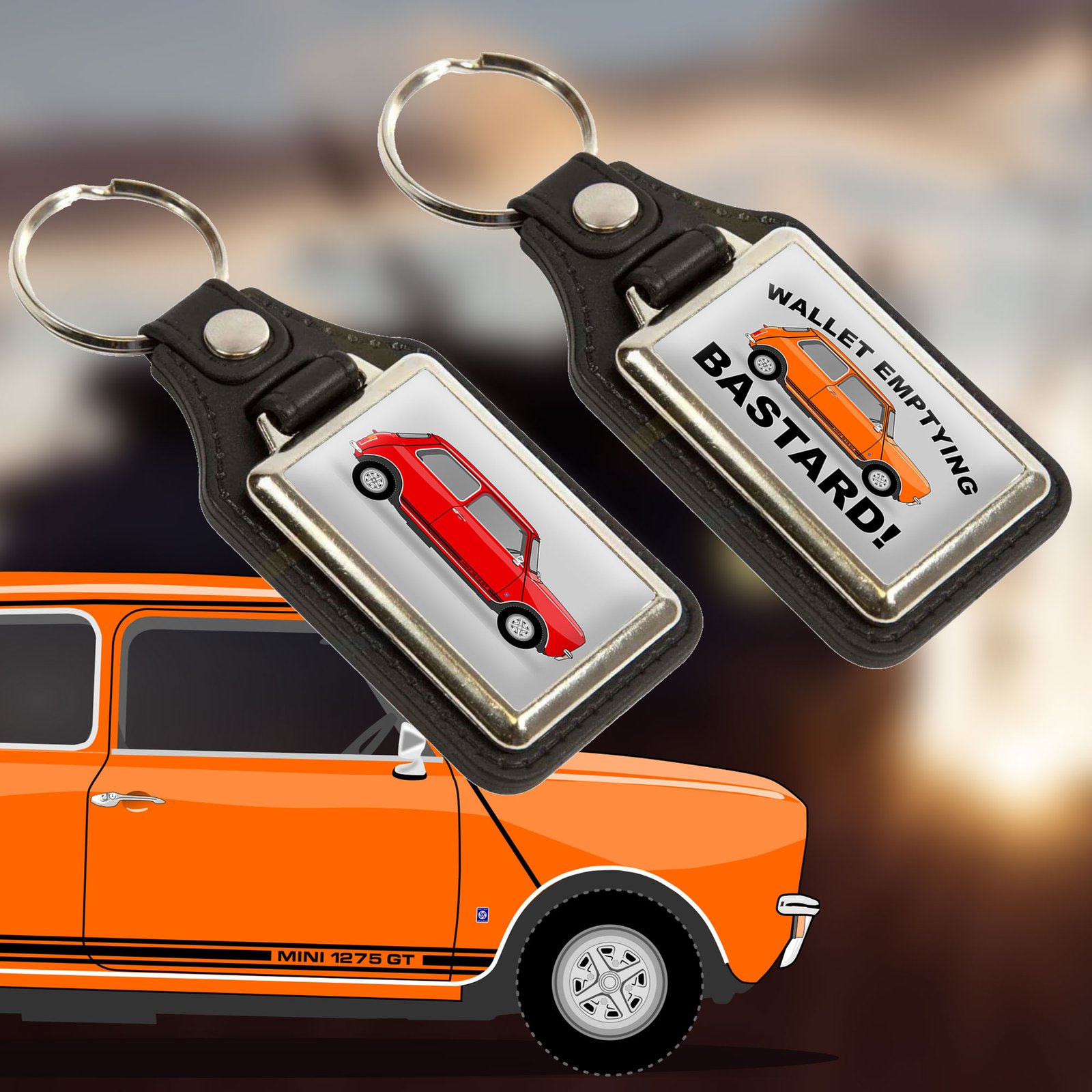 Mini 100 Key Rings Leather Look Keyring – Mini 1275GT - Various Colours | mugfalia.co.uk